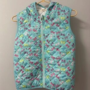 Angel Aqua Quilted Bow Print Vest with Pink and Yellow Accents